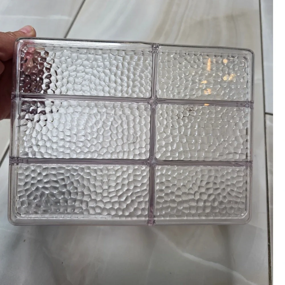 Clear Acrylic 6 Compartment Makeup Organizer Textured Base Vanity Caddy L1